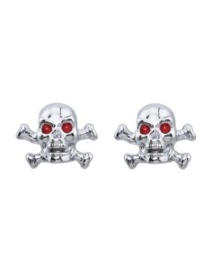 Valve Caps Skull W Bones Chrome Schrader Valve.